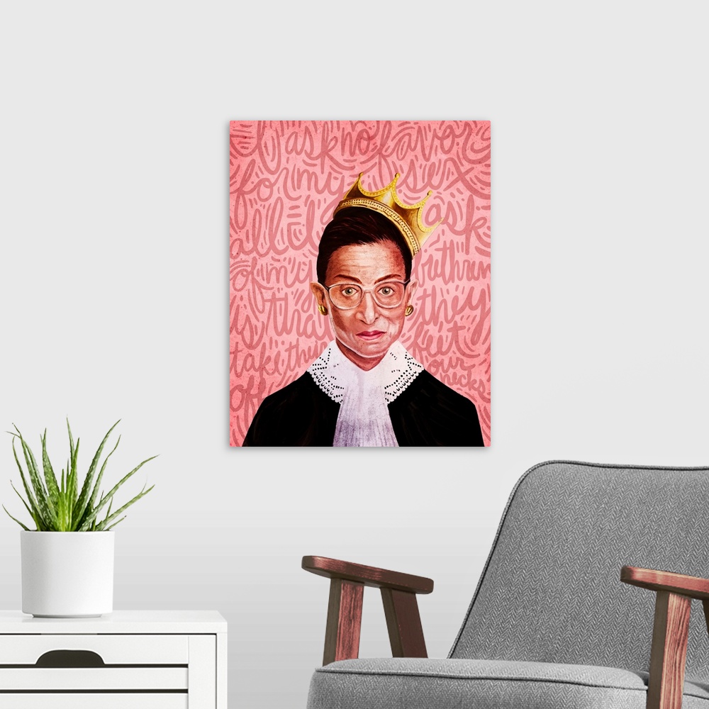 A modern room featuring Notorious RBG