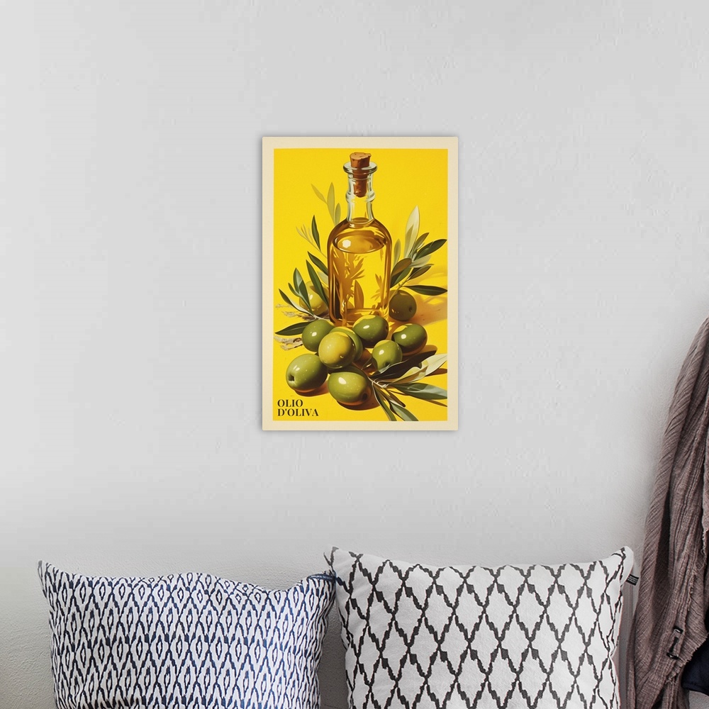 A bohemian room featuring Olive Oil - Food Advertising Poster