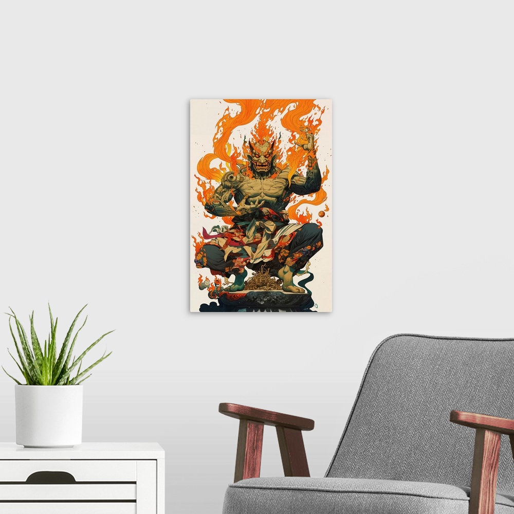 A modern room featuring Orange Demon