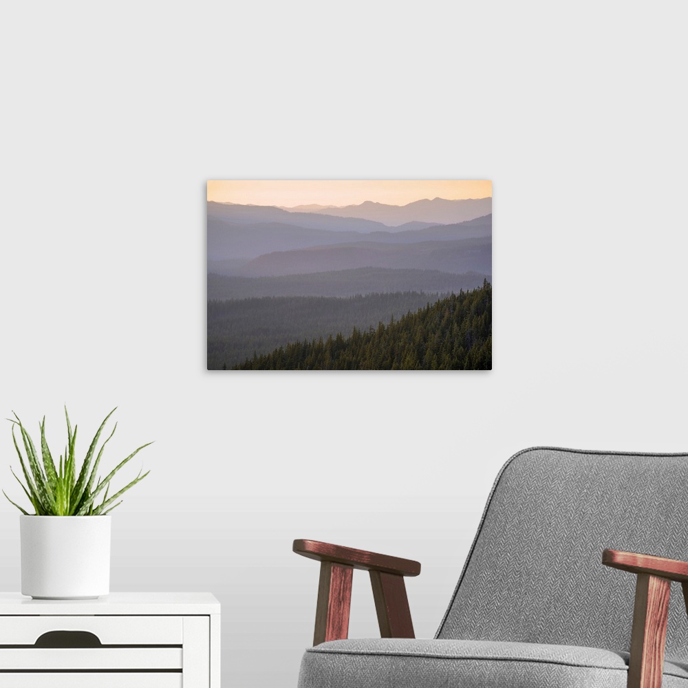 A modern room featuring View of Oregon wilderness at Crater Lake.