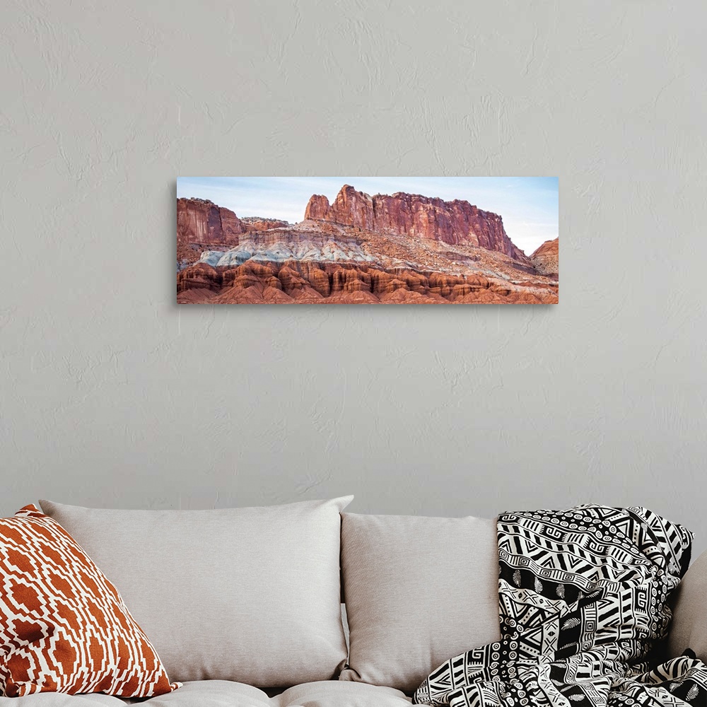 A bohemian room featuring View of Capitol Reef rock ridges near Mummy Cliff at Capitol Reef National Park, Utah.