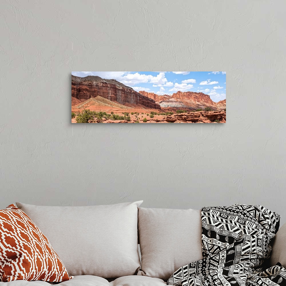 A bohemian room featuring View of Capitol Reef rock ridges near Mummy Cliff at Capitol Reef National Park, Utah.