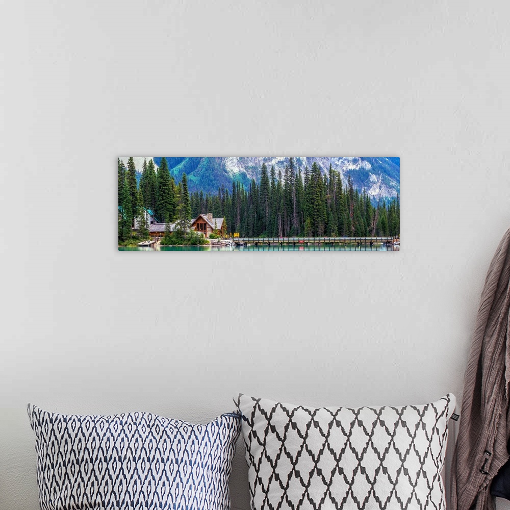 A bohemian room featuring Panoramic view of Emerald Lake in Yoho National Park, British Columbia, Canada.