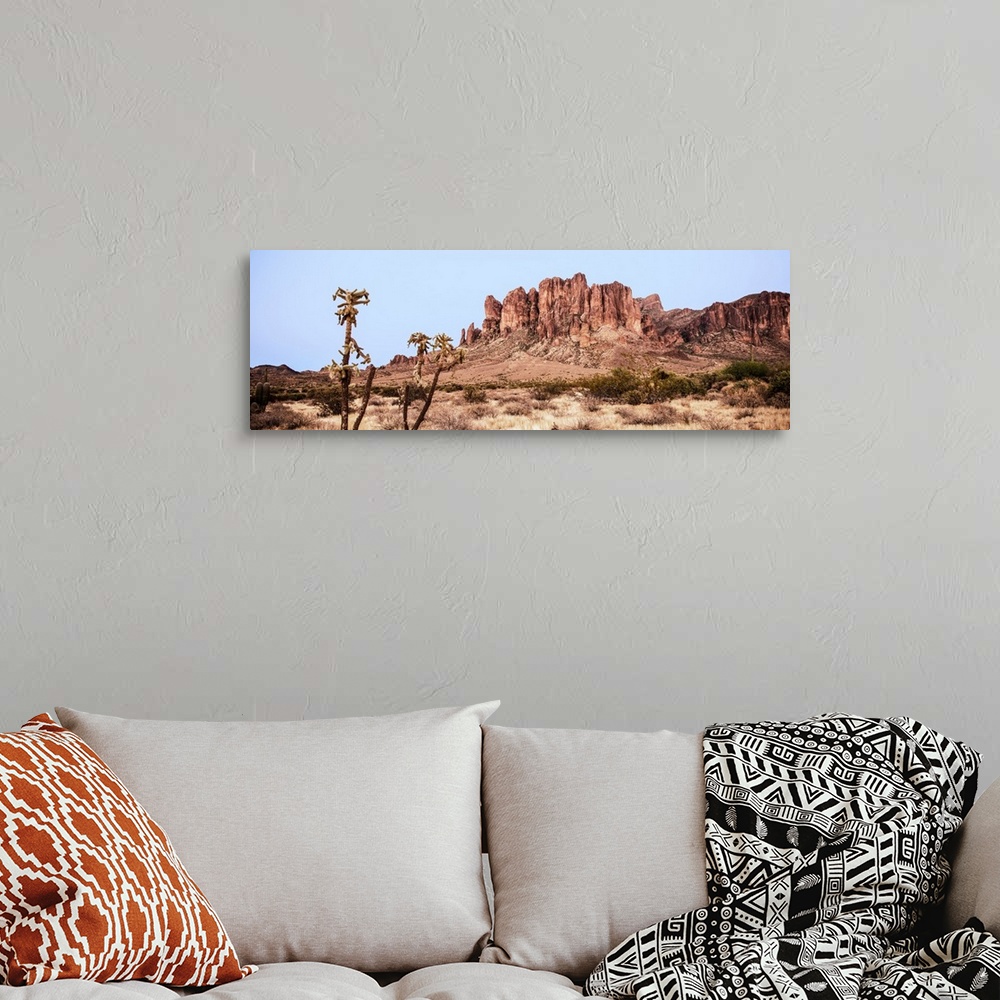 A bohemian room featuring Panoramic view of Superstition mountain in Phoenix, Arizona.