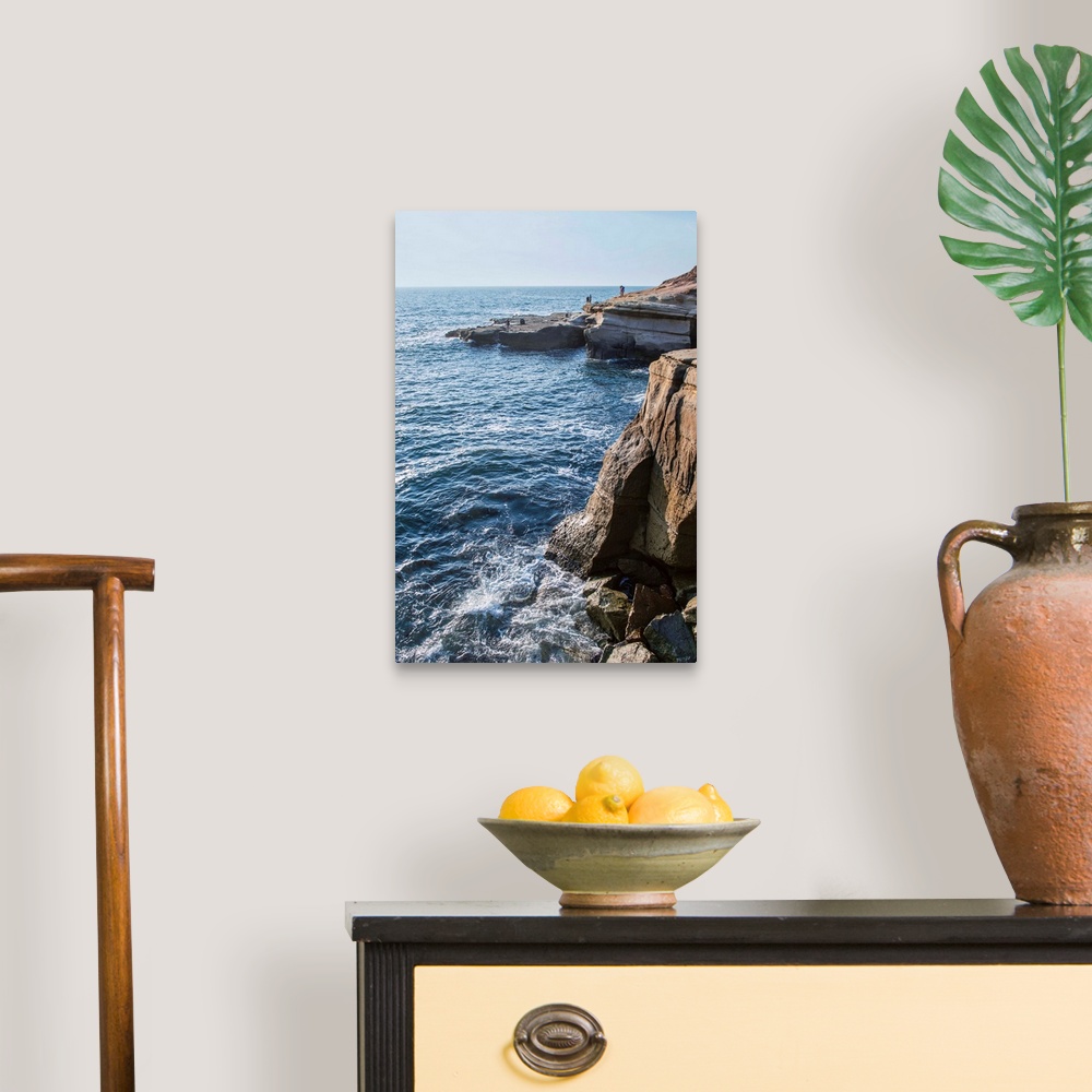A traditional room featuring The Sunset Cliffs in San Diego are known for their picturesque landscape.