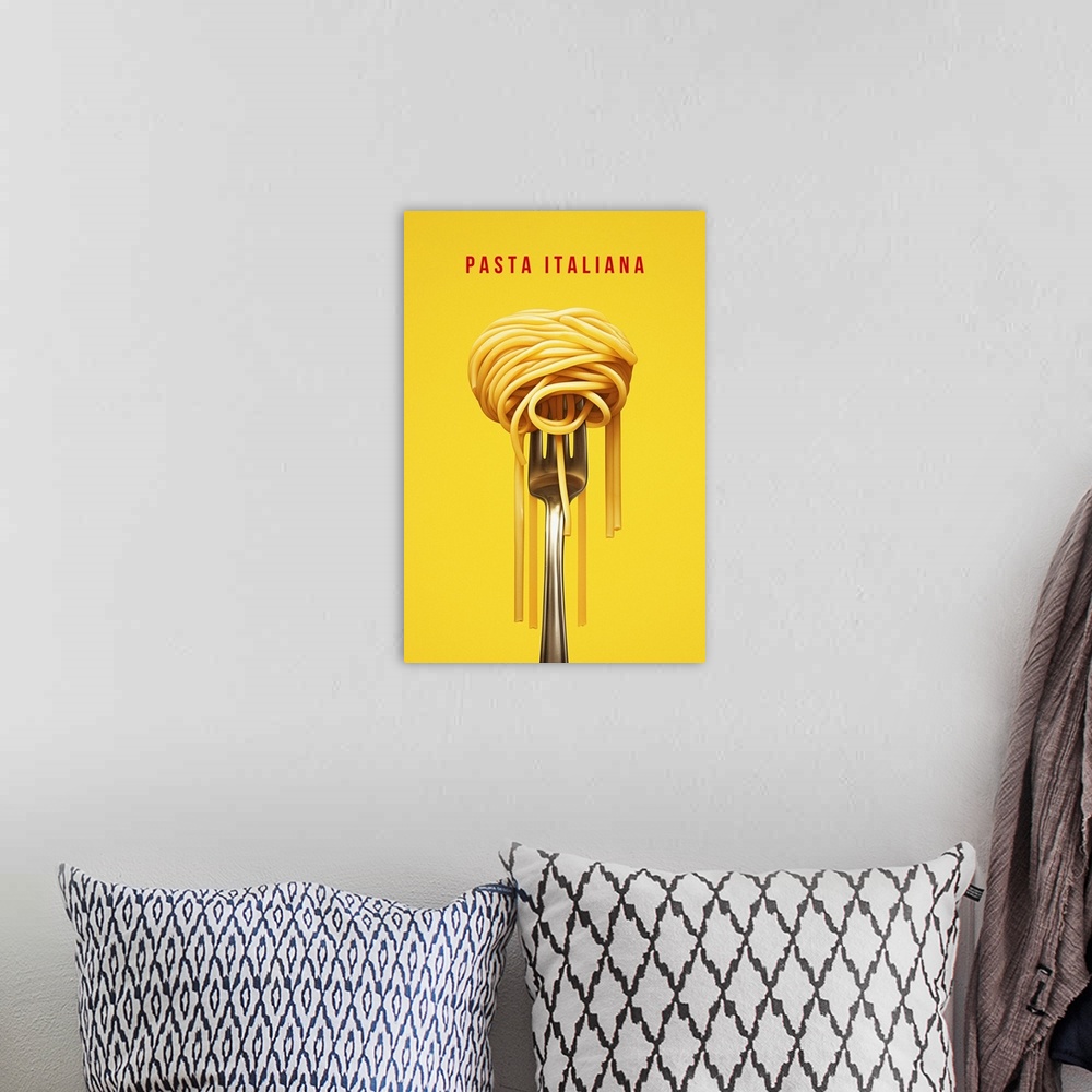A bohemian room featuring Pasta Italiana - Retro Food Advertising Poster
