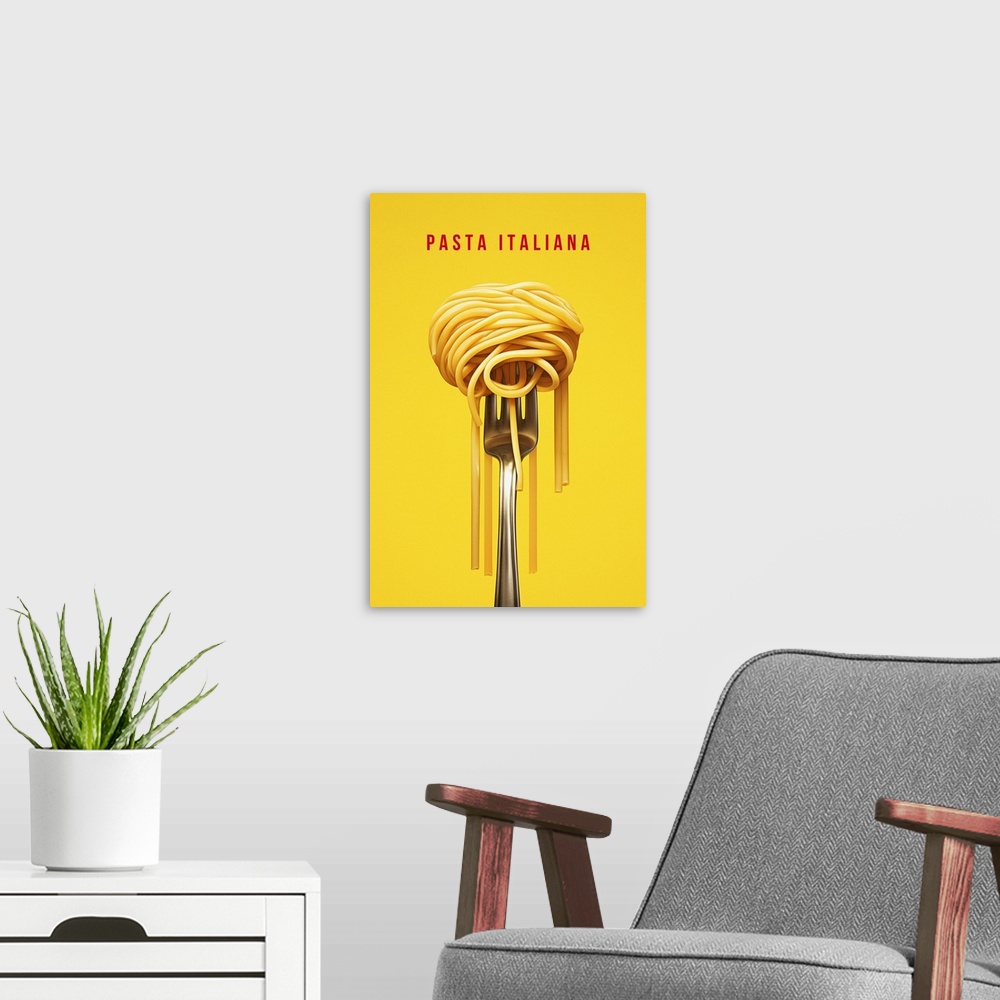 A modern room featuring Pasta Italiana - Retro Food Advertising Poster