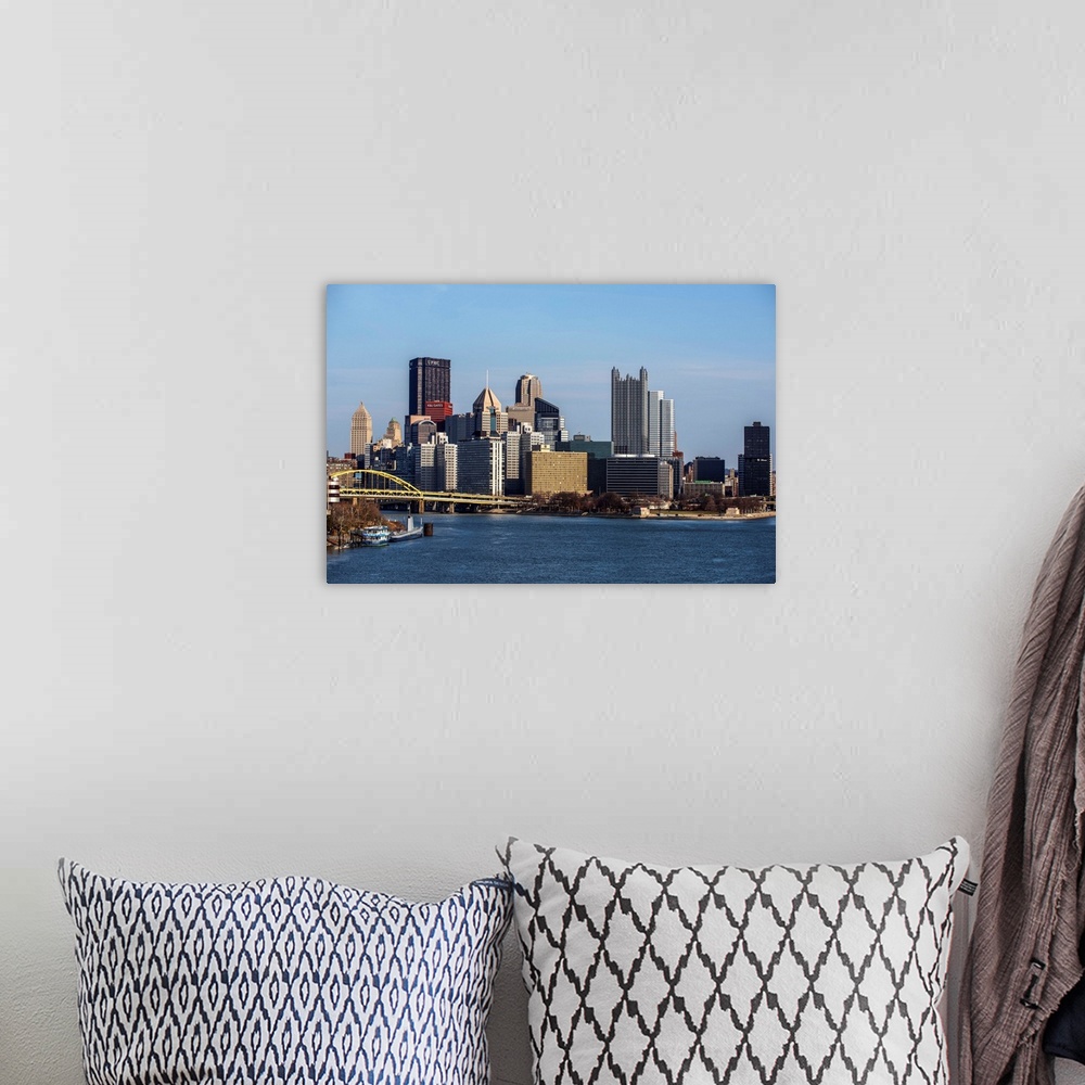 A bohemian room featuring View of downtown Pittsburgh with Point State Park from the Ohio River side.