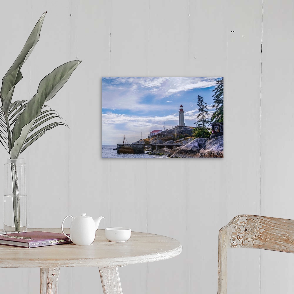 A farmhouse room featuring View of Point Atkinson Lighthouse and blue skies in Vancouver, British Columbia, Canada.