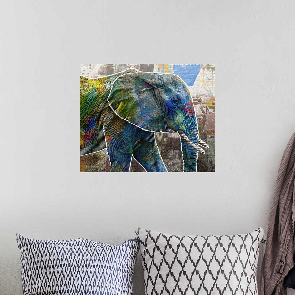 A bohemian room featuring Pop Art - Elephant