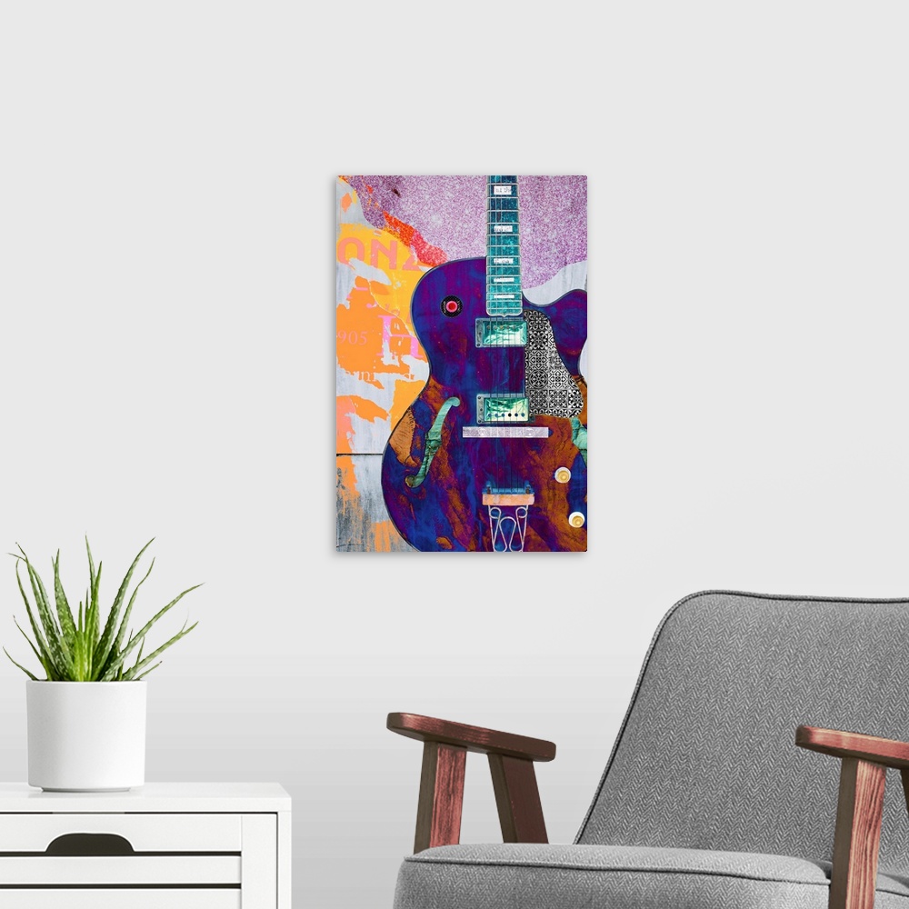 A modern room featuring Pop Art - Requiem For A Guitar