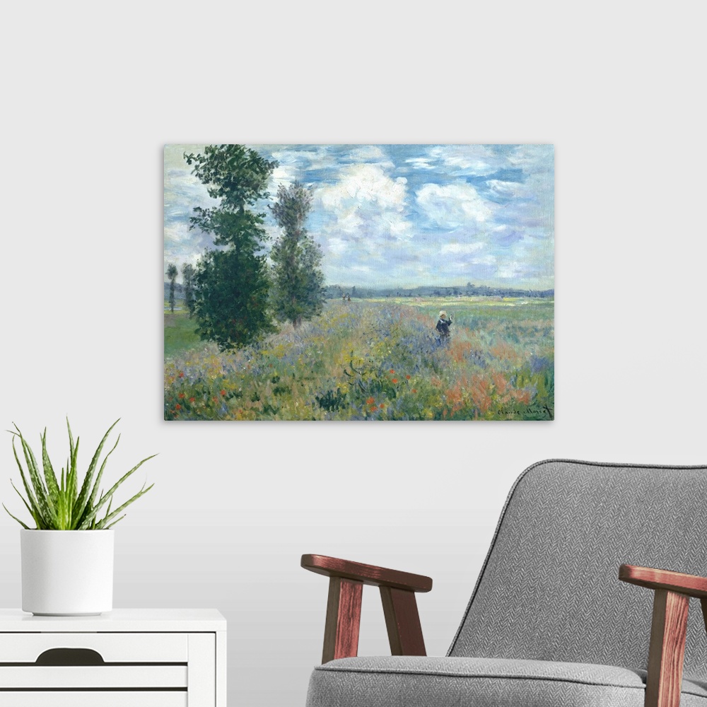 A modern room featuring This work is one of four similar views of the plain of Gennevilliers, just southeast of Argenteui...