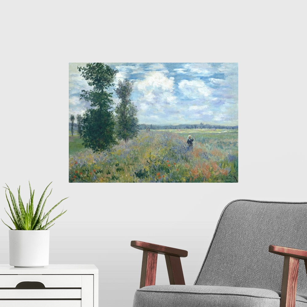 A modern room featuring This work is one of four similar views of the plain of Gennevilliers, just southeast of Argenteui...