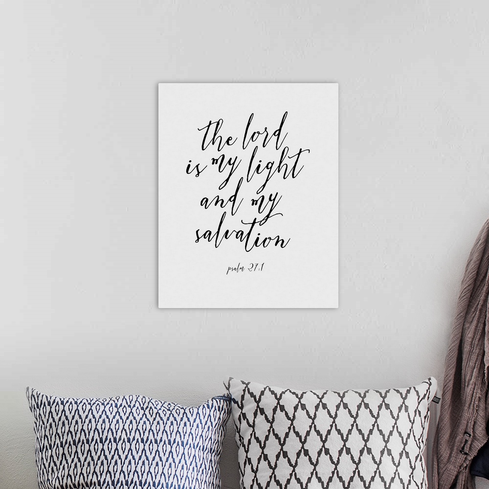 A bohemian room featuring Handlettered Bible verse reading I keep my eyes always on the Lord. With Him at my right hand, I ...