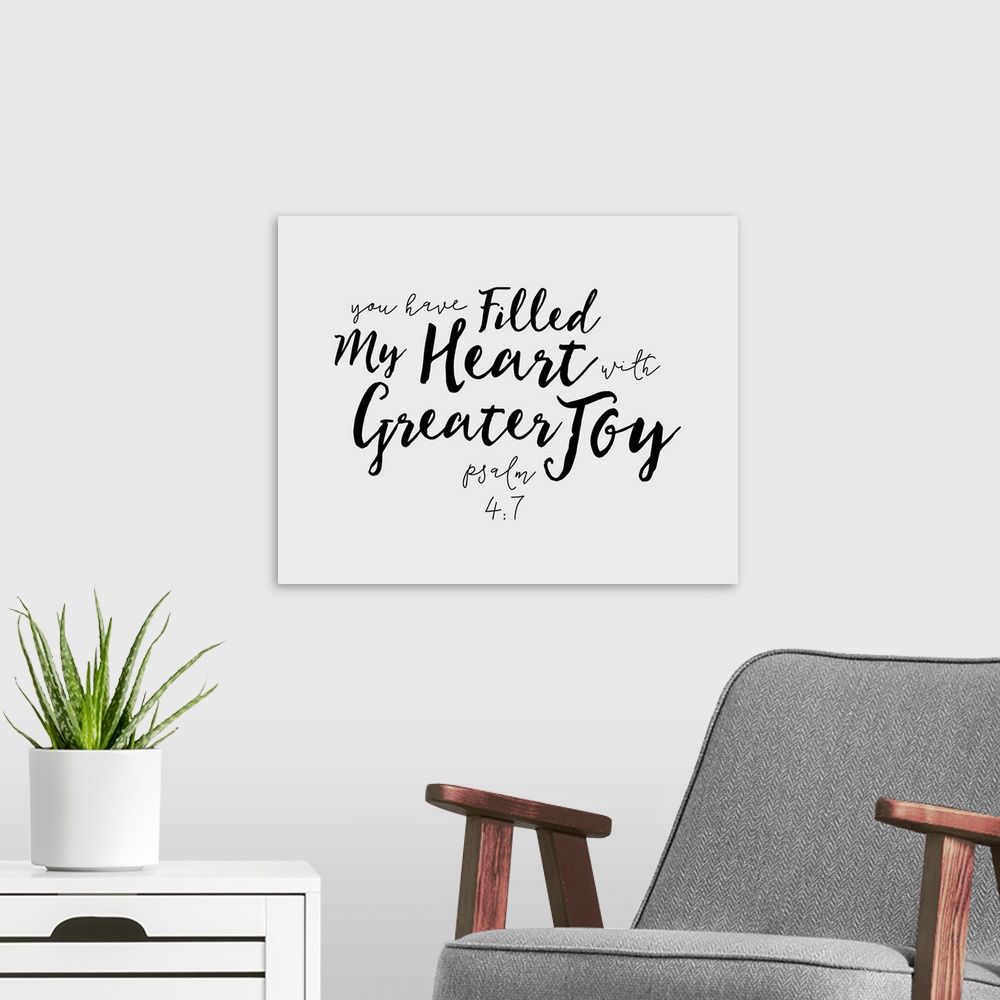 A modern room featuring Handlettered Bible verse reading The Lord is my light and my salvation.