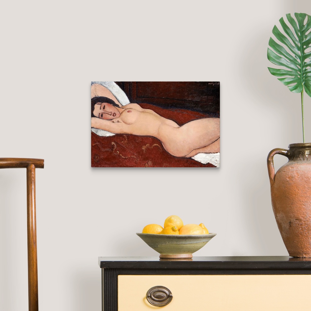 A traditional room featuring Modigliani's celebrated series of reclining nudes, begun in 1916, are influenced by Italian Renai...