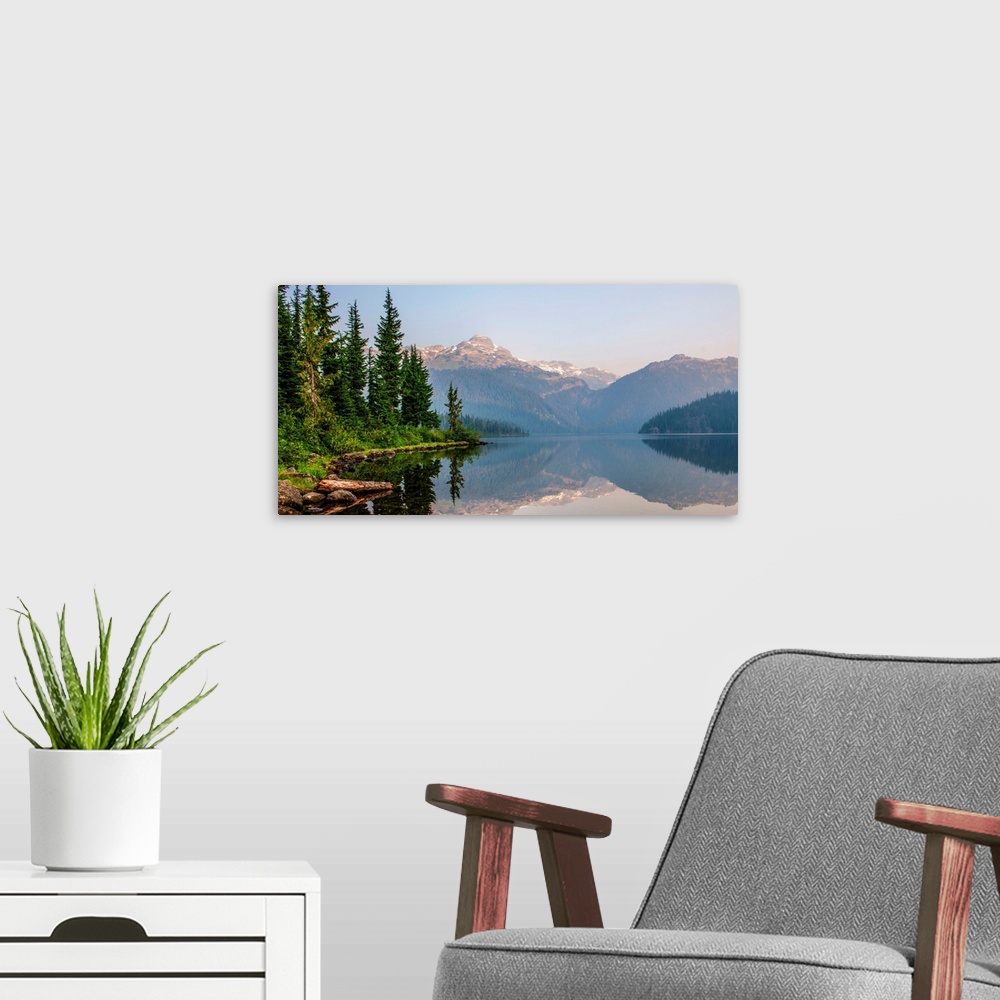 A modern room featuring Callaghan Lake Provincial Park in British Columbia, Canada.