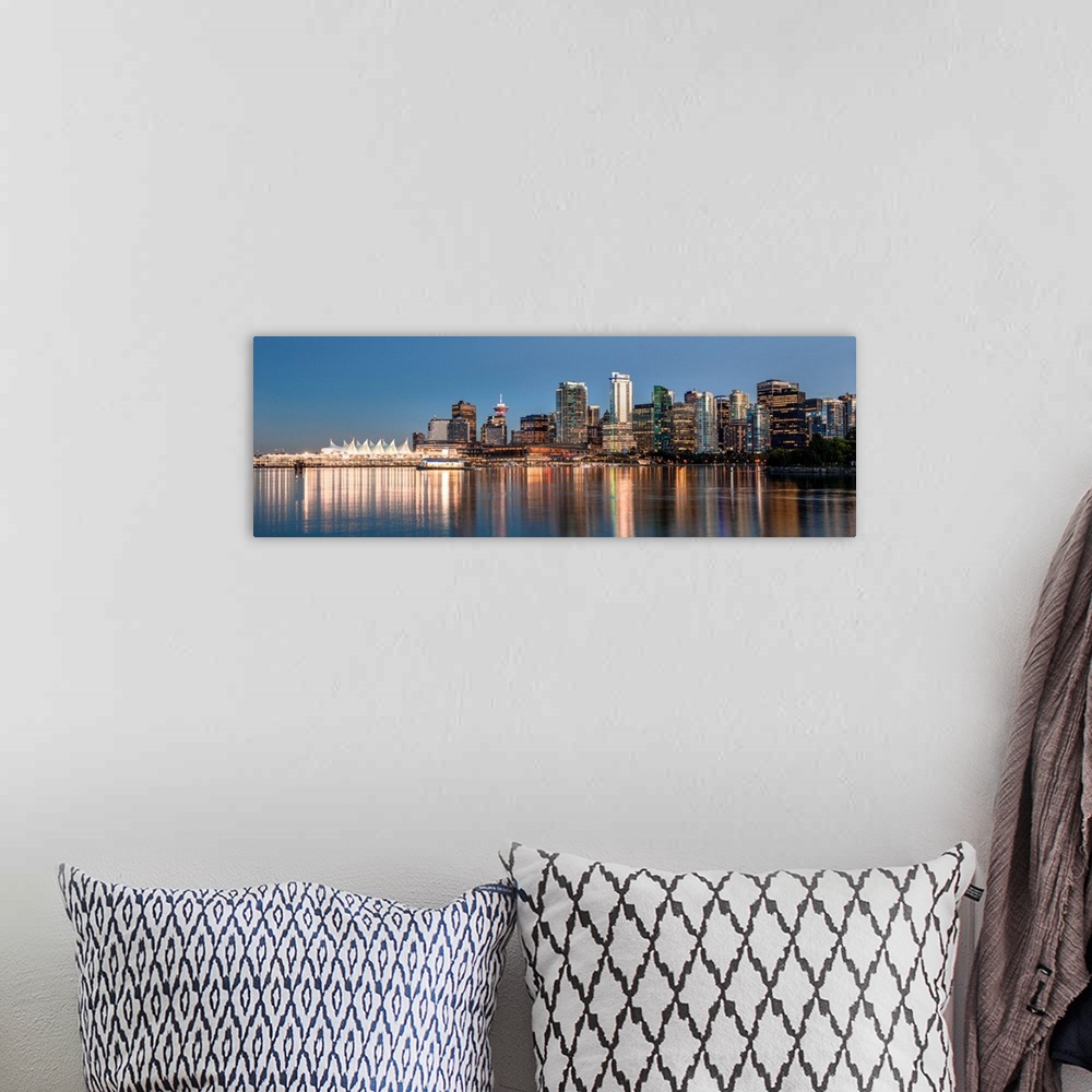 A bohemian room featuring Reflections on Burrard Inlet in Vancouver, British Columbia, Canada.
