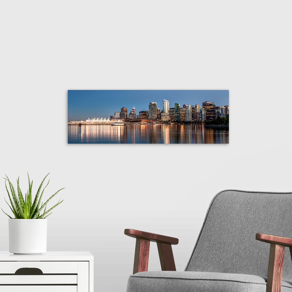 A modern room featuring Reflections on Burrard Inlet in Vancouver, British Columbia, Canada.