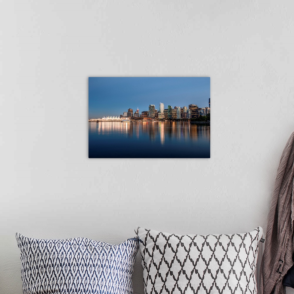 A bohemian room featuring Reflections on Burrard Inlet in Vancouver, British Columbia, Canada.