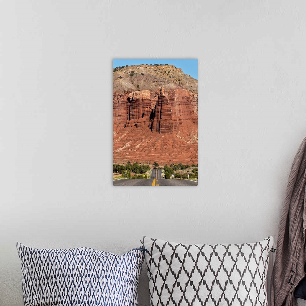 A bohemian room featuring Road Heading Towards A Capitol Reef Rock Formation, Capitol Reef National Park