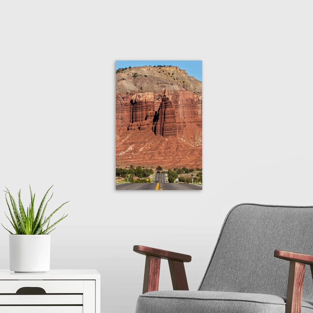 A modern room featuring Road Heading Towards A Capitol Reef Rock Formation, Capitol Reef National Park