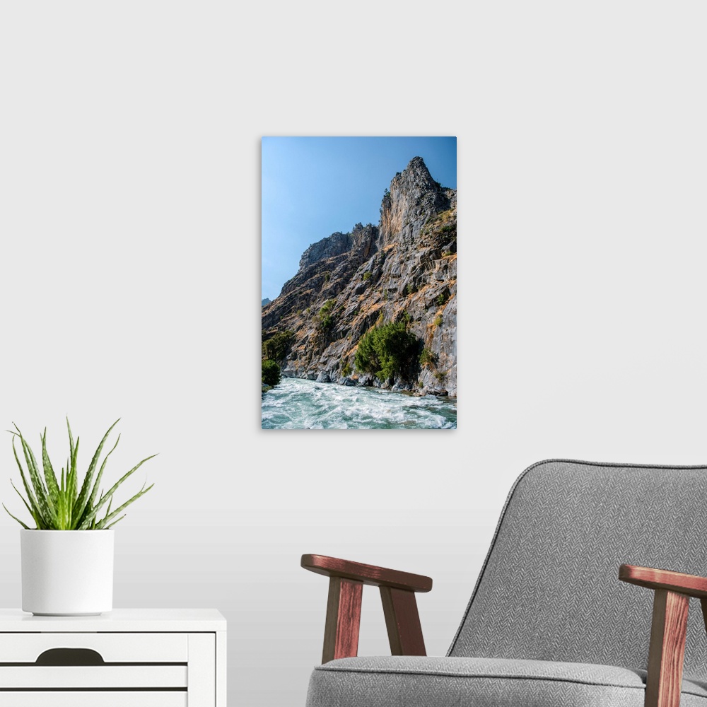 A modern room featuring View of rocky cliff near South Fork Kings River in Sequoia National Park, California.