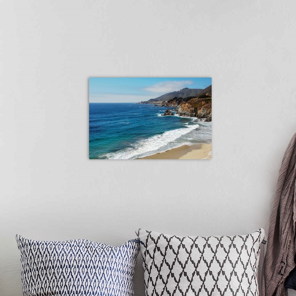 A bohemian room featuring View of Rocky Creek Bridge beach shore in Monterey County, California.
