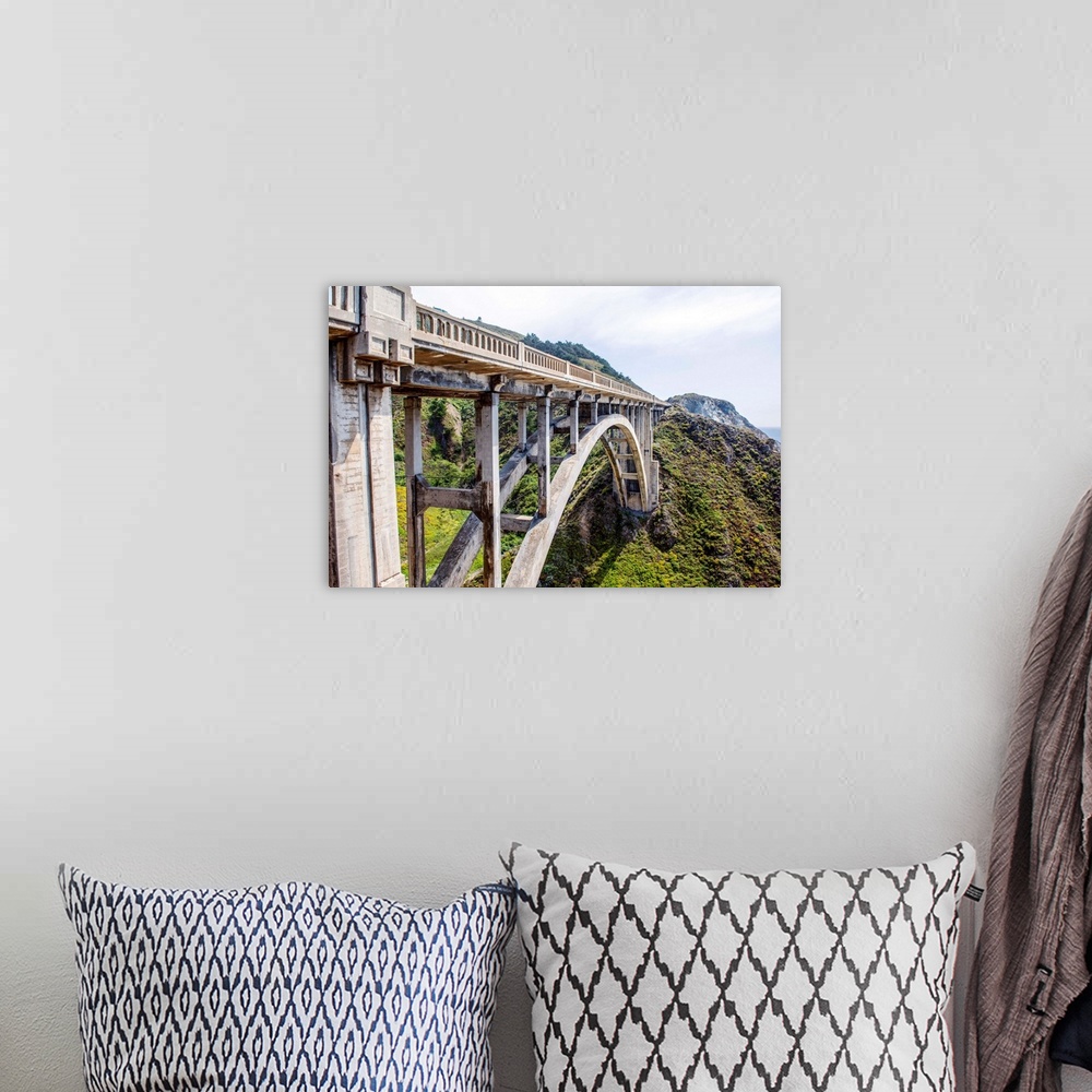 A bohemian room featuring Narrow angle view of Rocky Creek Bridge in Monterey County, California.
