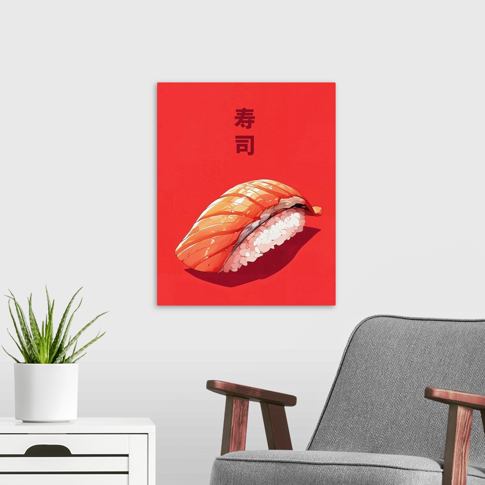 A modern room featuring Salmon Sushi - Food Advertising Poster