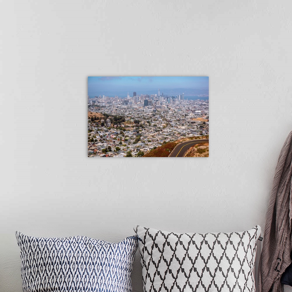 A bohemian room featuring View of San Francisco's city skyline from Twin Peaks in San Francisco.