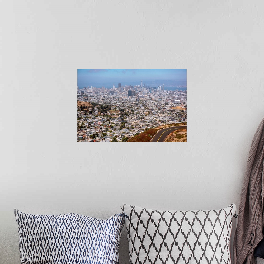 A bohemian room featuring View of San Francisco's city skyline from Twin Peaks in San Francisco.
