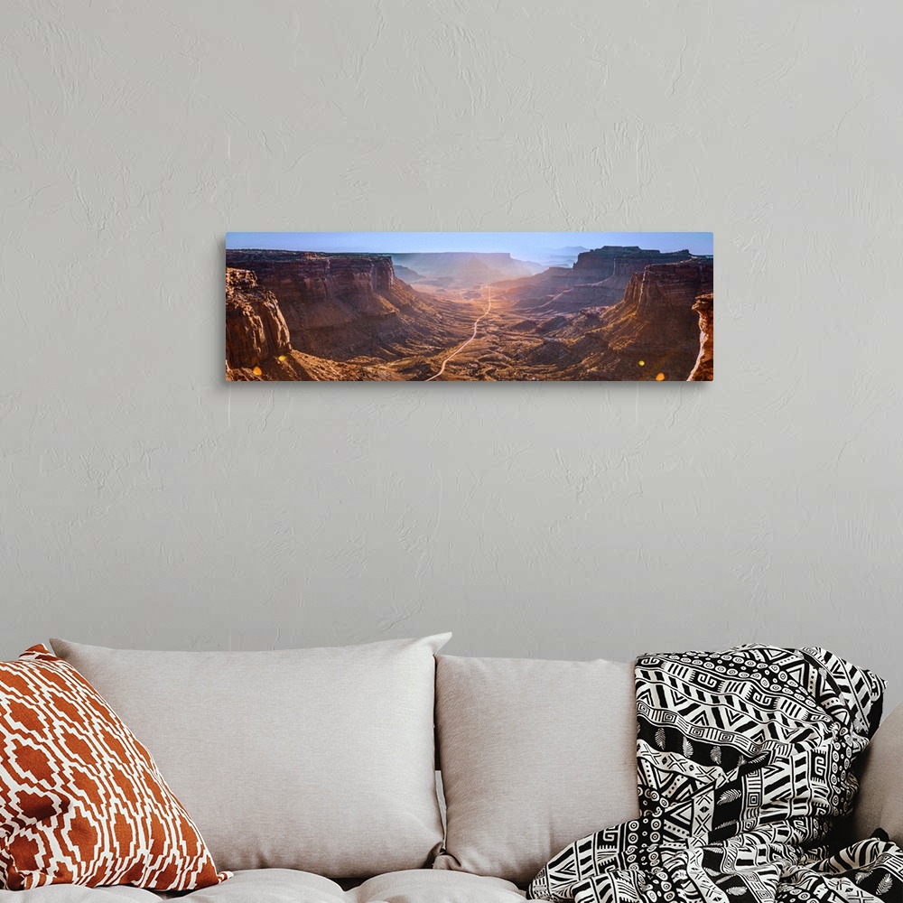 A bohemian room featuring Panoramic view of the cliffs and mesas in the desert landscape of Canyonlands National Park, Moab...
