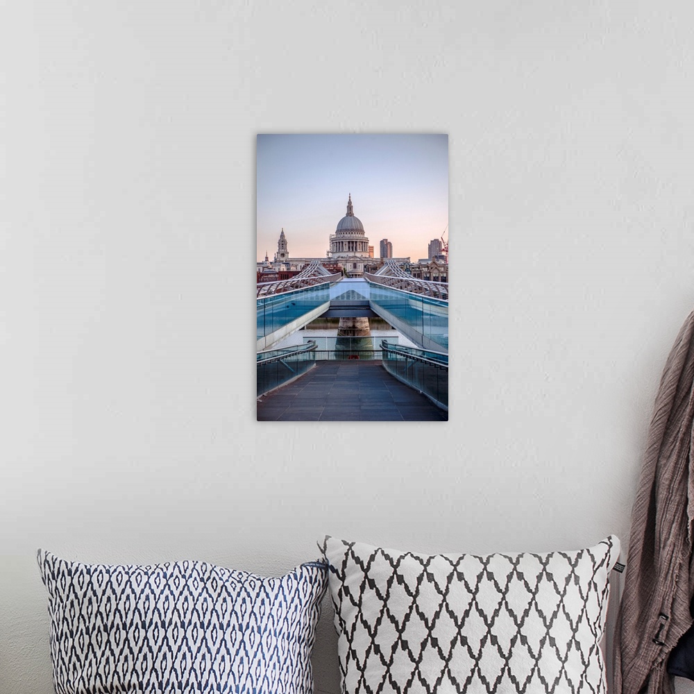 A bohemian room featuring View of St. Paul's Cathedral from Millennium Bridge in London, England.