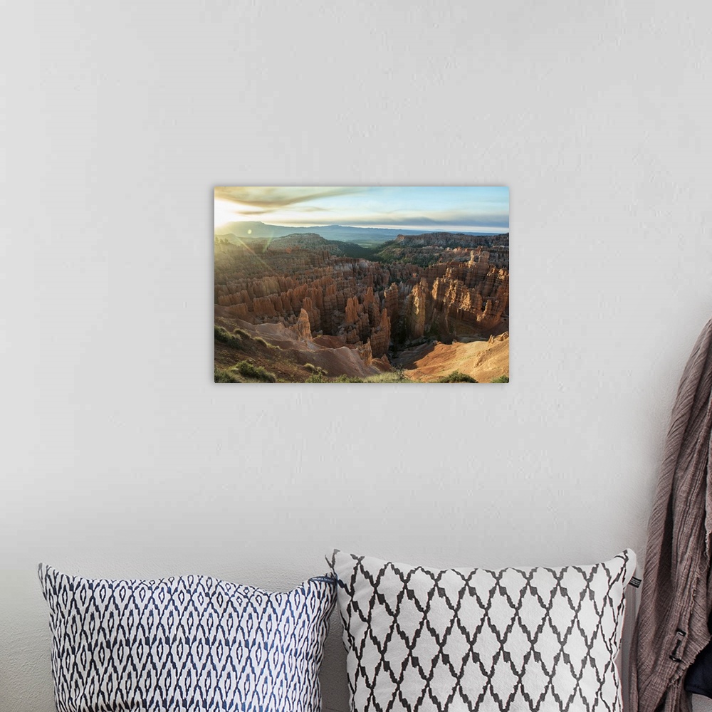 A bohemian room featuring Pastel clouds at sunset over the striped hoodoos of Bryce Canyon Amphitheater, Bryce Canyon Natio...