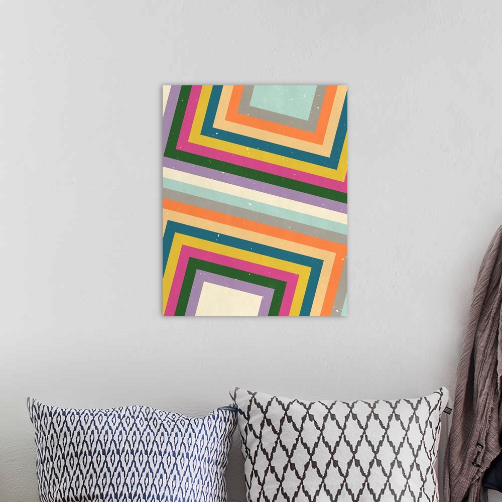 A bohemian room featuring Technicolor Eclectic Lines II