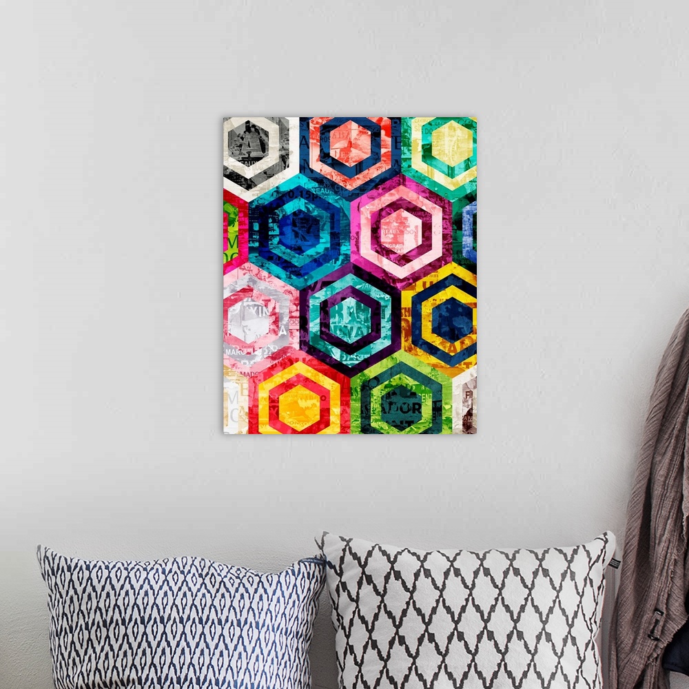 A bohemian room featuring Technicolor Hexagons