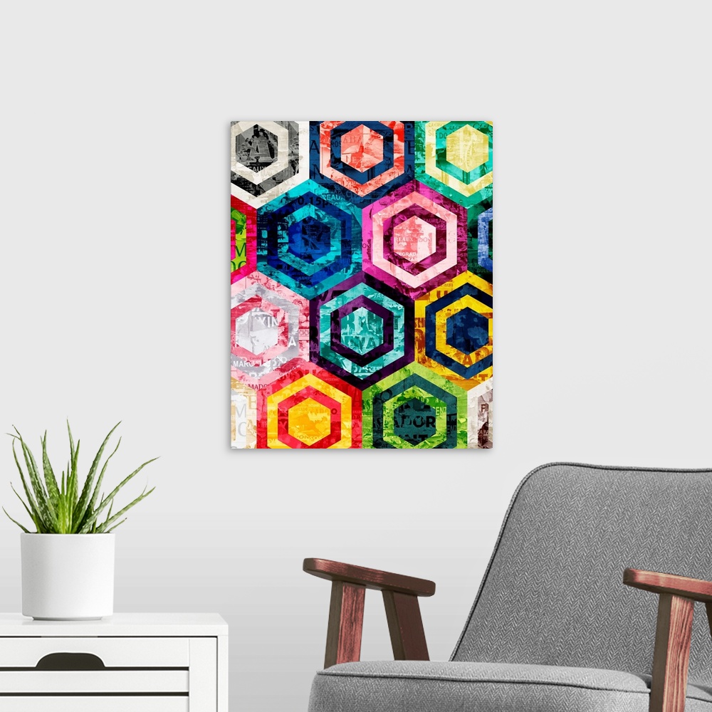 A modern room featuring Technicolor Hexagons
