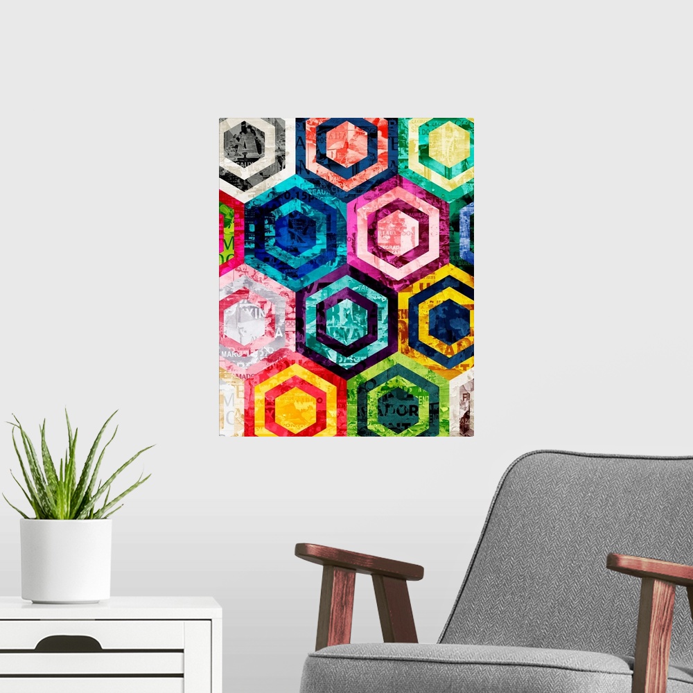 A modern room featuring Technicolor Hexagons