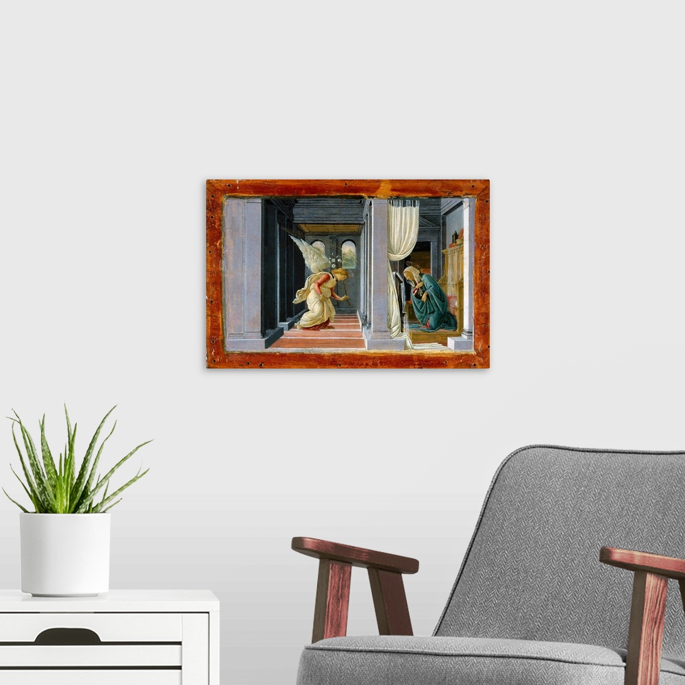 A modern room featuring One of the most celebrated paintings in the Robert Lehman Collection, this jewel-like representat...