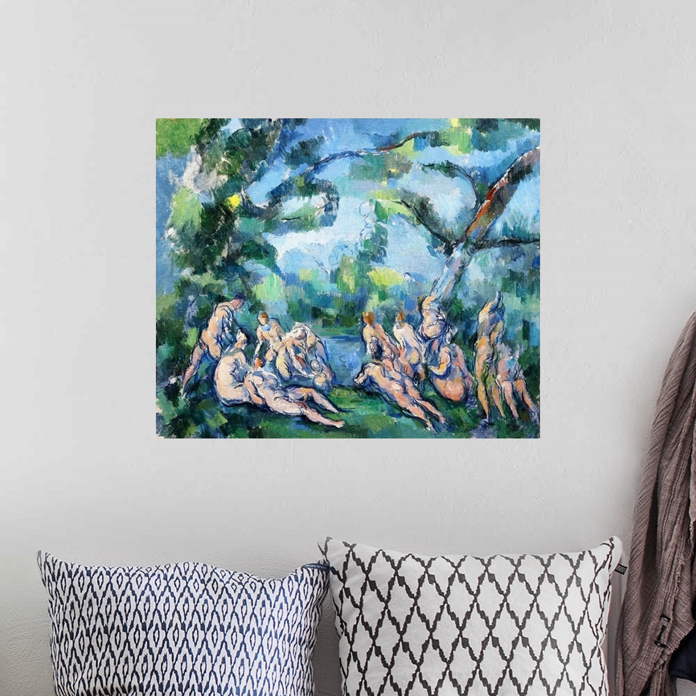 A bohemian room featuring Through his studies of groups of bathers outdoors, Paul Cezanne reconceived a classical subject i...