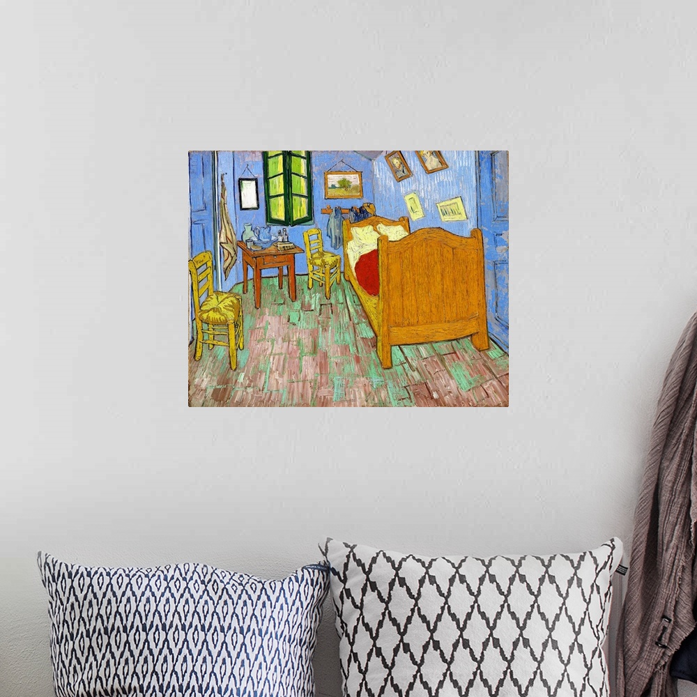 A bohemian room featuring Vincent van Gogh so highly esteemed his bedroom painting that he made three distinct versions: th...