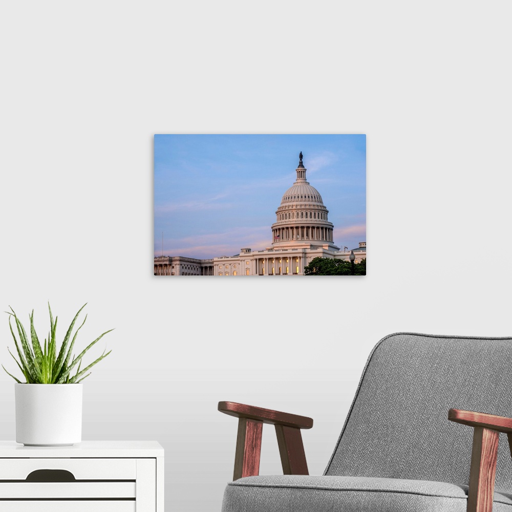 A modern room featuring The Dome Of US Capitol Building, Washington DC.