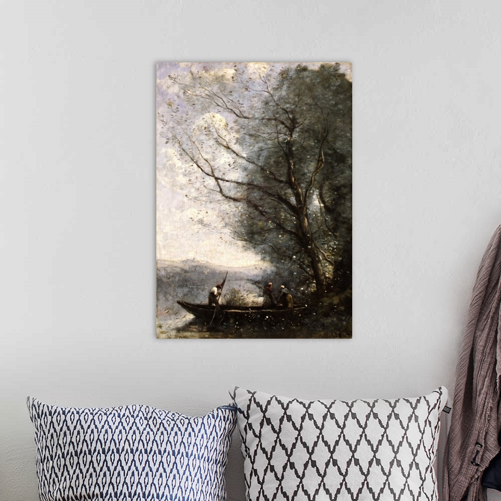 A bohemian room featuring Like many of the landscapes Corot painted at the end of his career, The Ferryman exemplifies the ...