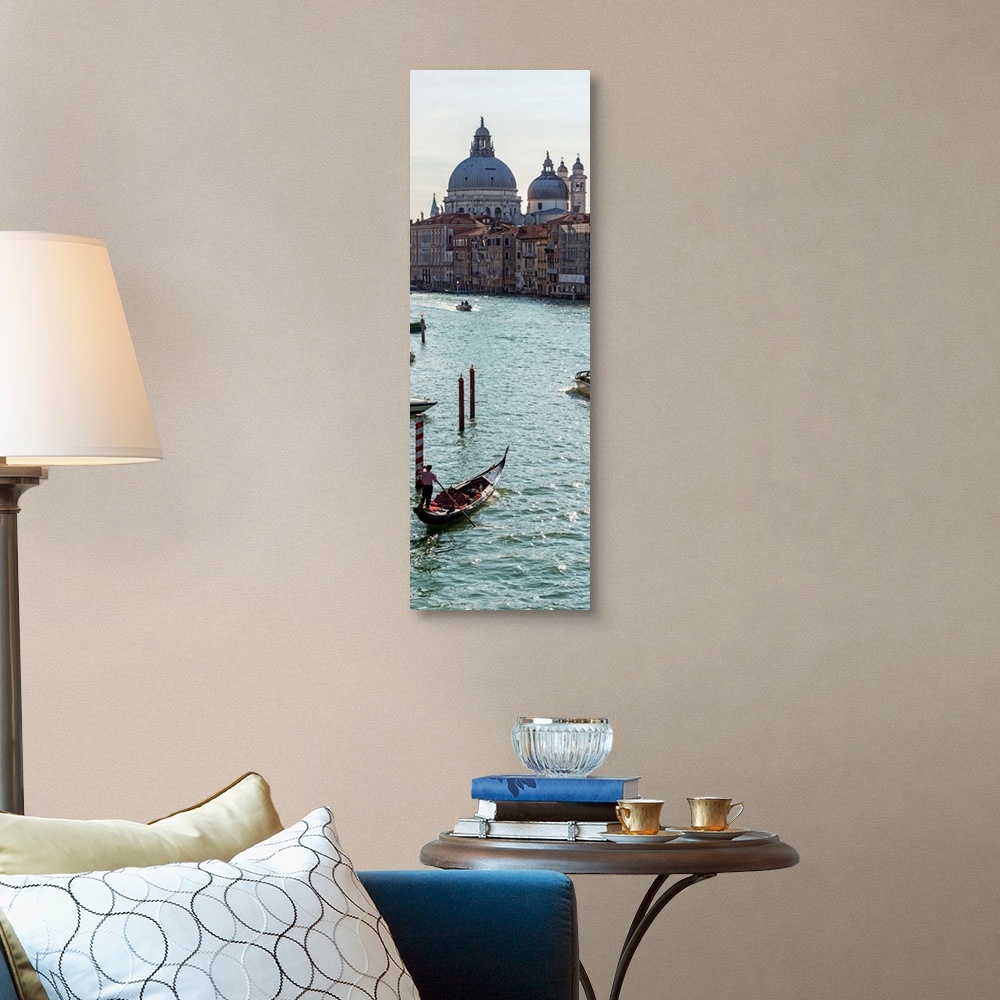 A traditional room featuring Panoramic photograph of gondolas and boats on the Grand Canal with Santa Maria della Salute in th...