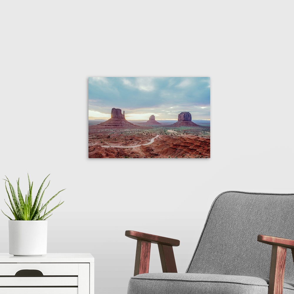A modern room featuring View of the Mittens and Merrick Buttes in Monument Valley, Arizona.