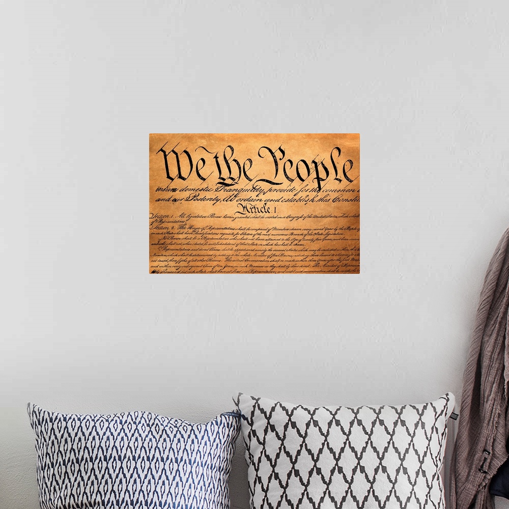 A bohemian room featuring The Preamble To The United States Constitution
