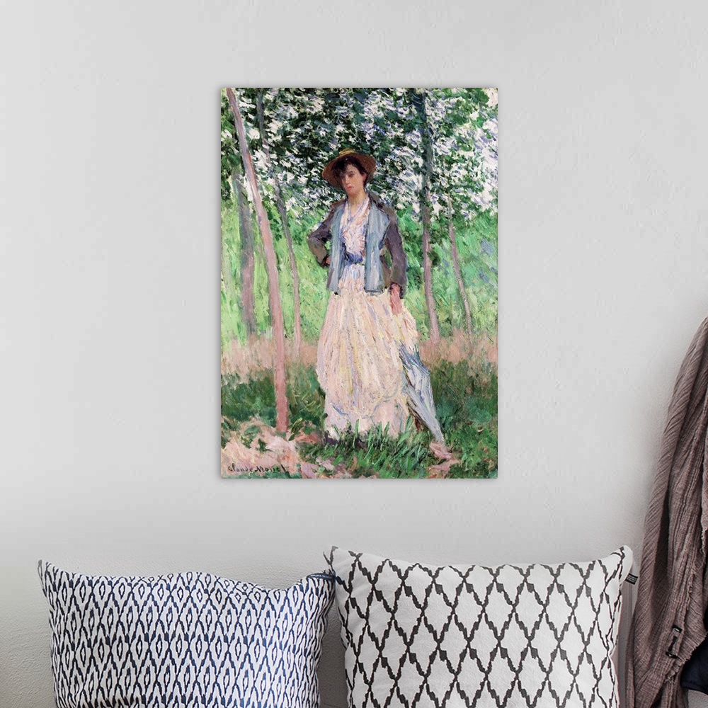 A bohemian room featuring This painting of Suzanne Hoschede in the meadows just south of Le Pressoir, Monet's home at Giver...
