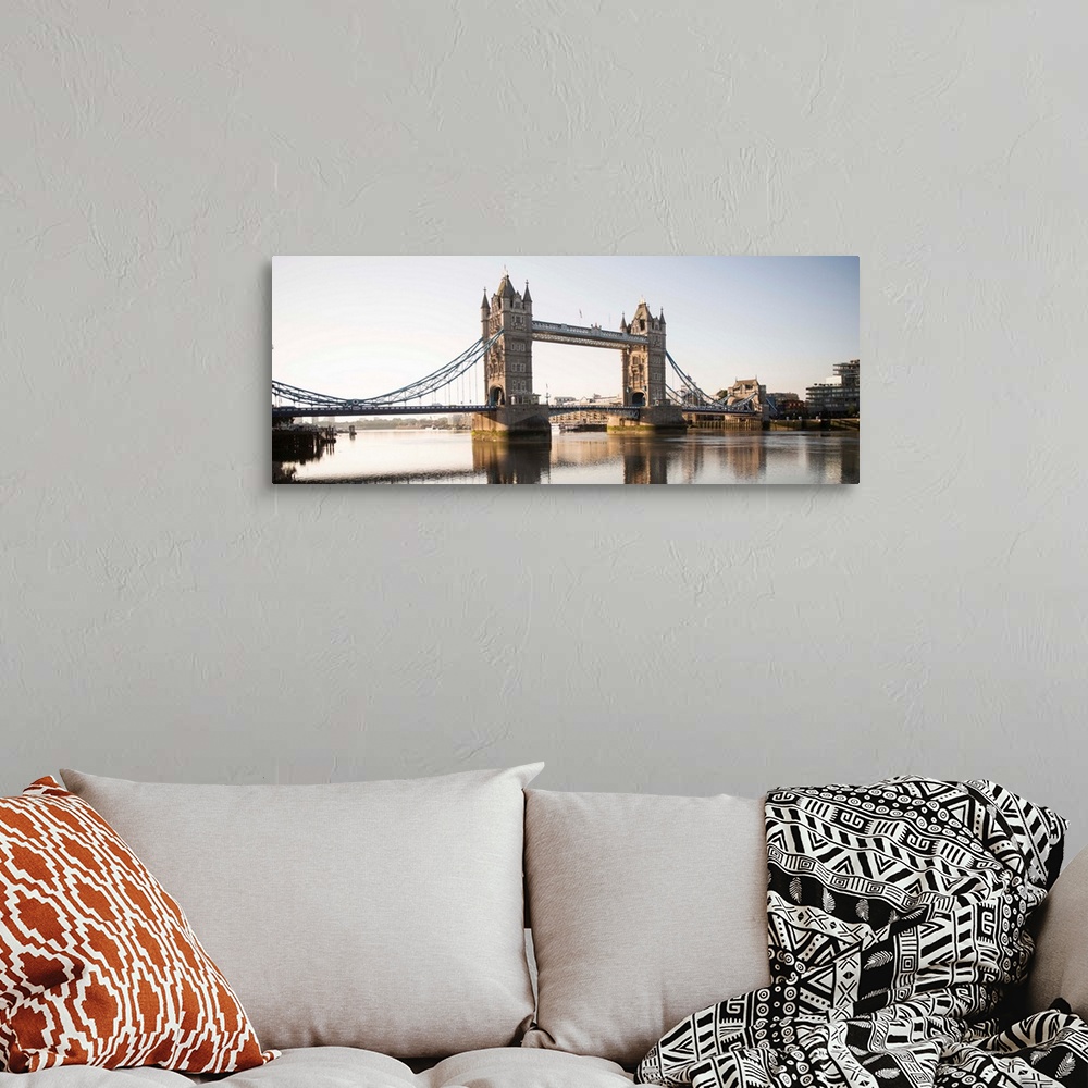 A bohemian room featuring Panoramic photograph of Tower Bridge over River Thames, London, England, UK
