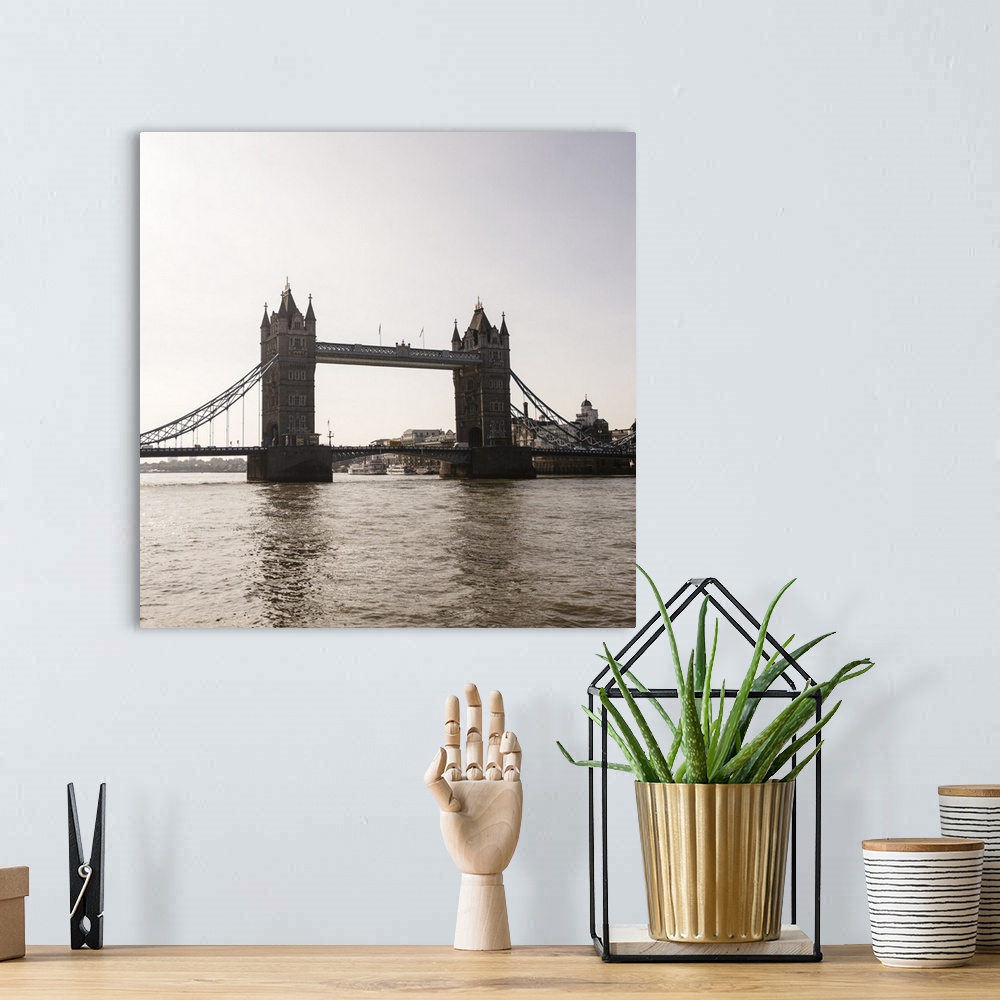A bohemian room featuring Square photograph of Tower Bridge over River Thames, London, England, UK